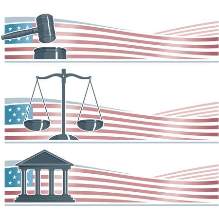 Set of Attorney Banners on American Flag Backgroundのイラスト素材