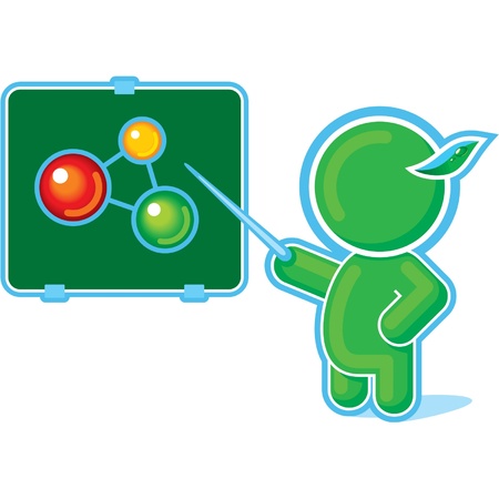 Green Hero Pointing at Molecule, Chemical Formulaのイラスト素材