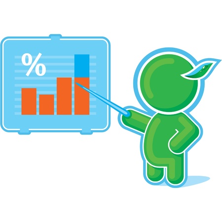 Green Hero pointing at Chart Graph のイラスト素材