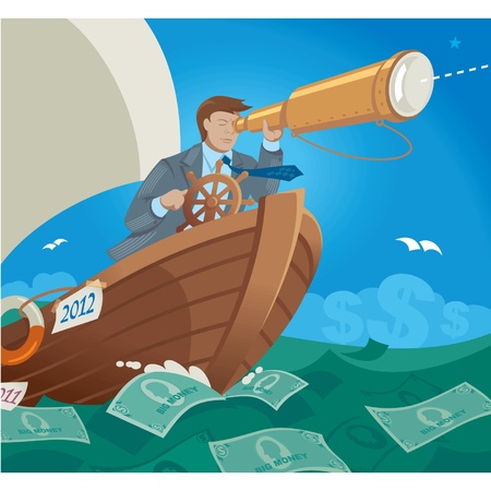 Manager Sailing in the Sea of Money のイラスト素材
