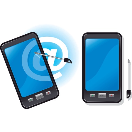 Cell Phone with Stylus and Email Symbol Background のイラスト素材