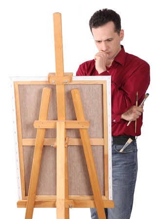 Artist by the Easel Looking for Inspirationの写真素材