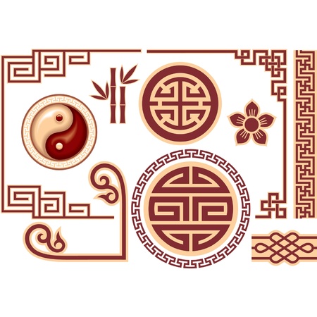 Vector Set of Oriental Chinese Design Elements のイラスト素材