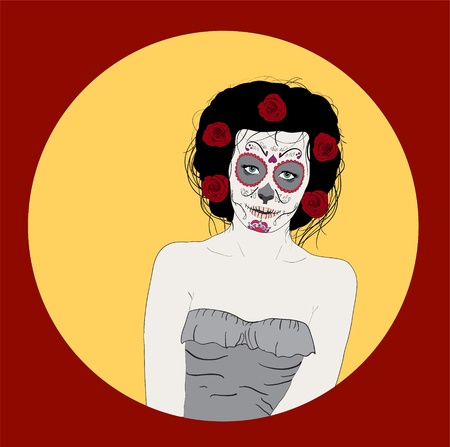 Woman as sugar skull. Day Of Dead Girlのイラスト素材