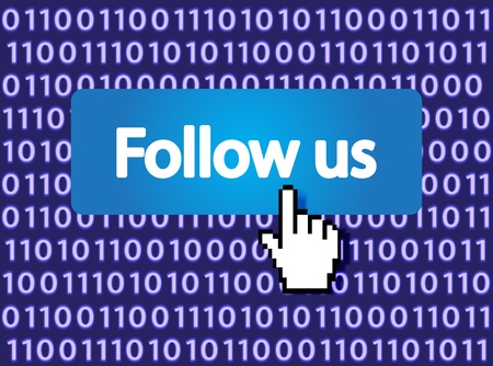 Follow Me Button with Hand Cursor  Vector Illustration のイラスト素材