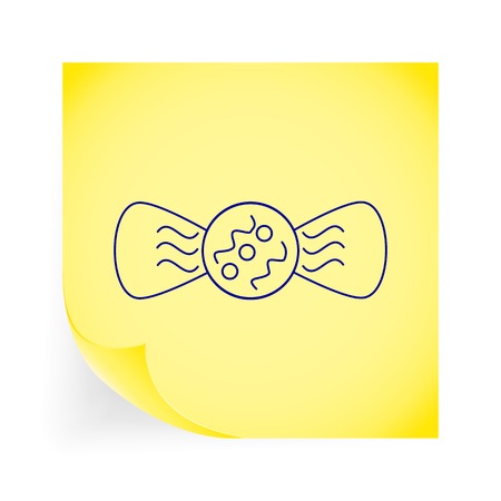Candy. Single icon on the yellow note paper. Vector illustration.のイラスト素材