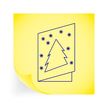 Christmas postcard. Single icon on the yellow note paper. Vector illustration.のイラスト素材