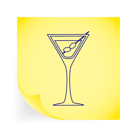 Martini. Single icon on the yellow note paper. Vector illustration.のイラスト素材