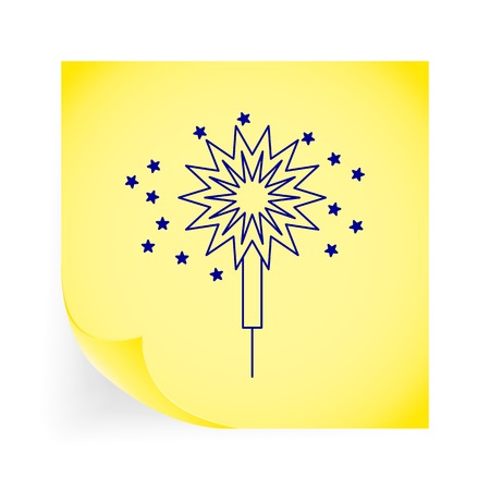 Sparkler. Single icon on the yellow note paper. Vector illustration.のイラスト素材