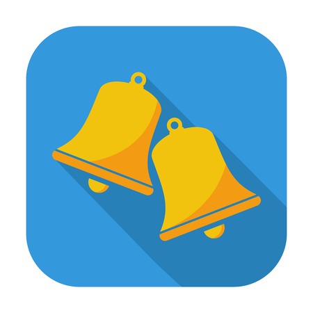 Christmas bell. Single flat icon on the button. Vector illustration.のイラスト素材
