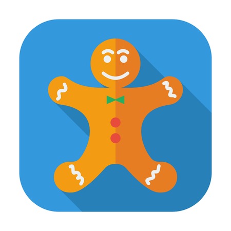 Gingerbread. Single flat icon on the button. Vector illustration.