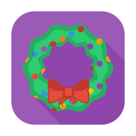 Christmas Wreath. Single icon on the note paper. Vector illustration.のイラスト素材