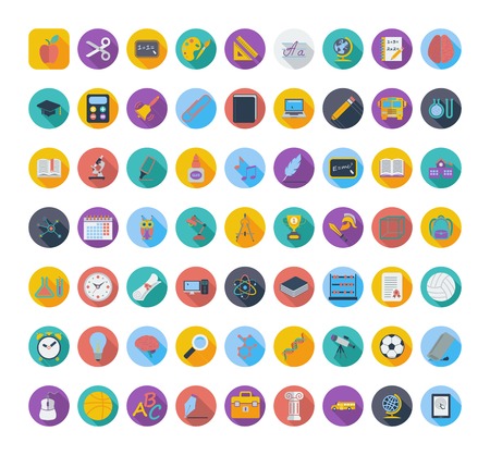 Education color flat icons. Vector illustration.  のイラスト素材