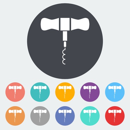 Corkscrew. Single flat icon on the circle. Vector illustration.のイラスト素材