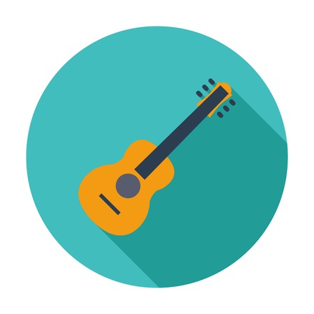 Guitar. Single flat color icon. Vector illustration.のイラスト素材