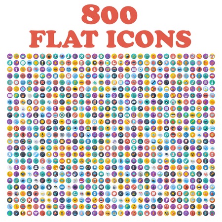 Set of 800 flat icons, for web, internet, mobile apps, interface design: business, finance, shopping, communication, fitness, computer, media, transportation, travel, easter, christmas, summer, device