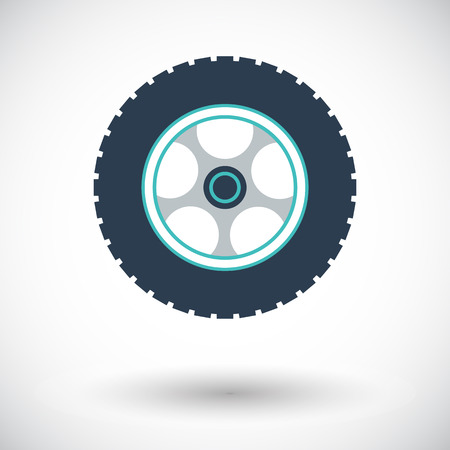 Car wheel. Single flat icon on white backgroundのイラスト素材