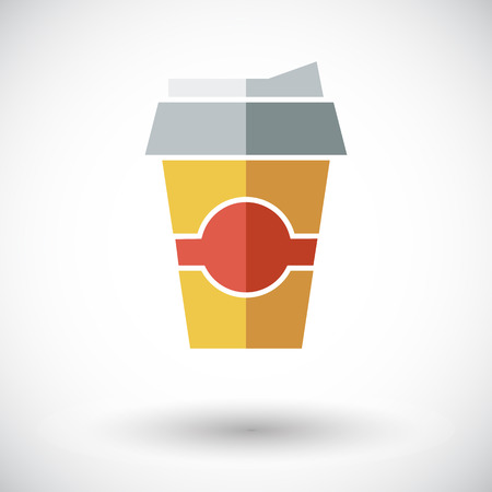 Paper fast food cup. Single flat icon on white background. Vector illustration.のイラスト素材