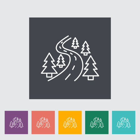 Road. Outline icon on the button. Vector illustration.のイラスト素材