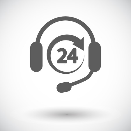 Support 24 hours. Single flat icon on white background. Vector illustration.のイラスト素材