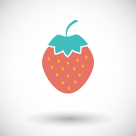 Strawberry. Single flat icon on white background. Vector illustration.のイラスト素材