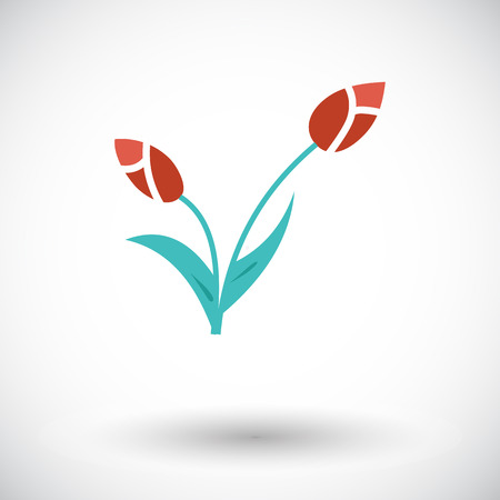 Tulip. Single flat icon on white background. Vector illustration.のイラスト素材