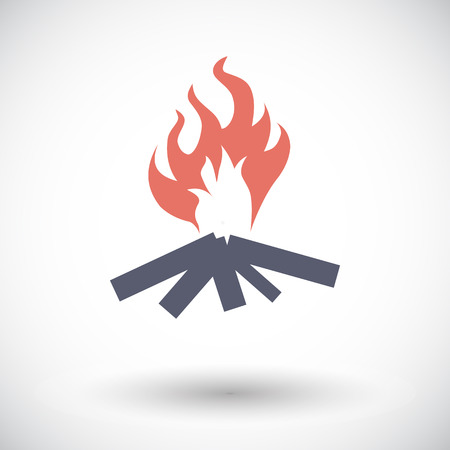 Bonfire. Single flat icon on white background. Vector illustration.のイラスト素材