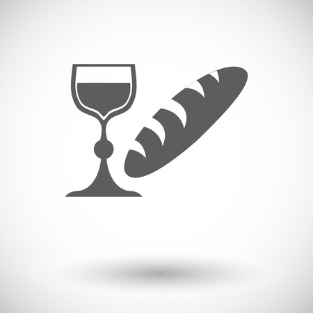 Bread and wine. Single flat icon on white background. Vector illustration.のイラスト素材
