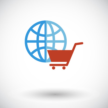 Global shopping. Single flat icon on white background. Vector illustration.のイラスト素材