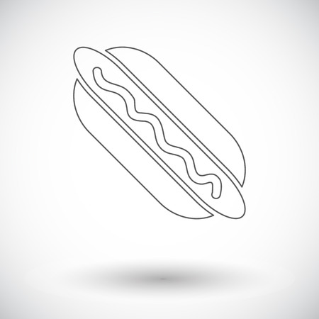 Hot dog. Single flat icon on white background. Vector illustration.のイラスト素材