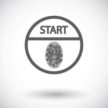 Start-stop button is protected by fingerprint. Single flat icon on white background. Vector illustration.のイラスト素材