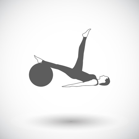Yoga. Single flat icon on white background. Vector illustration.のイラスト素材