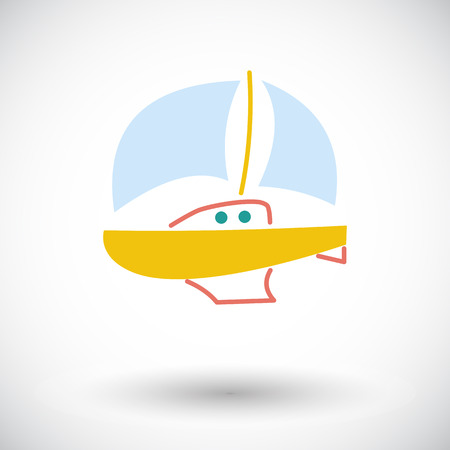 Yacht. Single flat icon on white background. Vector illustration.のイラスト素材