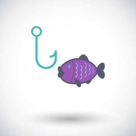 Fishing. Single flat icon on white background. Vector illustration.のイラスト素材