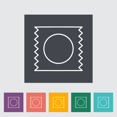 Condom packaging flat icon on the buttonのイラスト素材