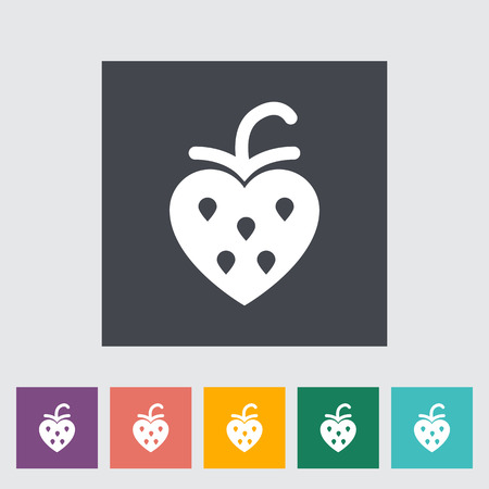 Strawberry flat icon on the buttonのイラスト素材