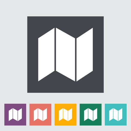 Map. Single flat icon on the button. Vector illustration.のイラスト素材