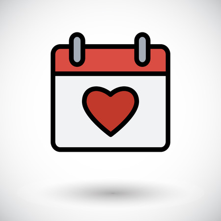 Calendar with heart. Flat icon on the white background for web and mobile applications. Vector illustration.のイラスト素材