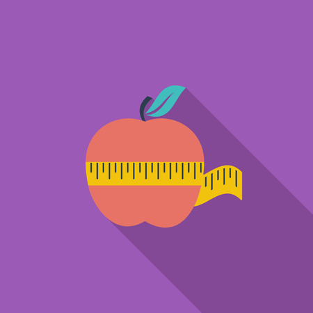 Apple whit centimeter icon. Flat vector related icon with long shadow for web and mobile applications. のイラスト素材