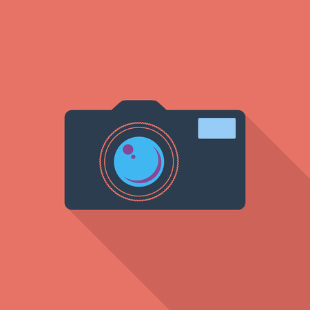 Vintage camera icon. Flat vector related icon with long shadow for web and mobile applications. のイラスト素材