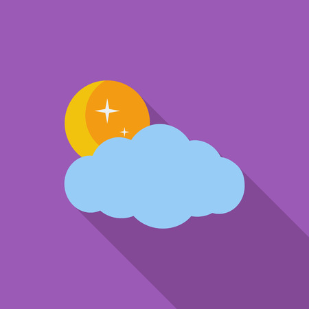 Weather icon. Moon, stars and clouds icon. Flat vector related icon with long shadow for web and mobile applications.のイラスト素材