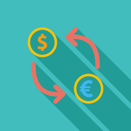 Currency exchange icon. Flat vector related icon with long shadow for web and mobile applications.のイラスト素材