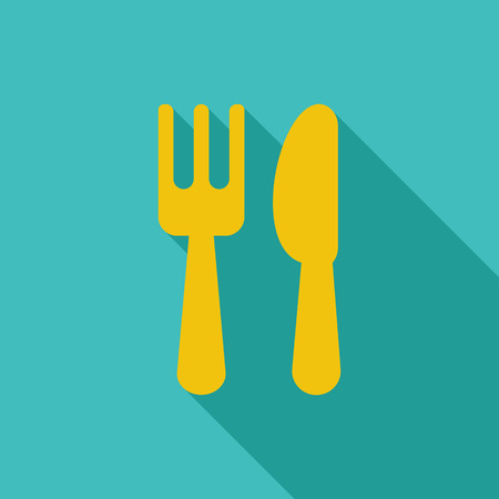 Cutlery icon. Flat vector related icon with long shadow for web and mobile applications. のイラスト素材