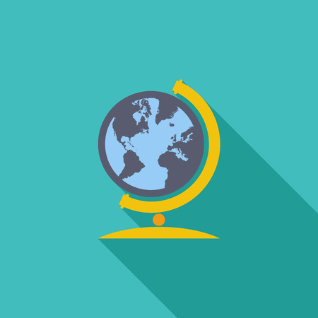 School globe icon. Flat vector related icon with long shadow for web and mobile applications.のイラスト素材