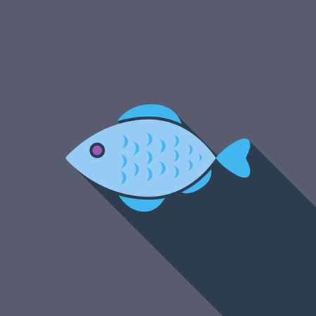 Fish icon. Flat vector related icon with long shadow for web and mobile applications. のイラスト素材