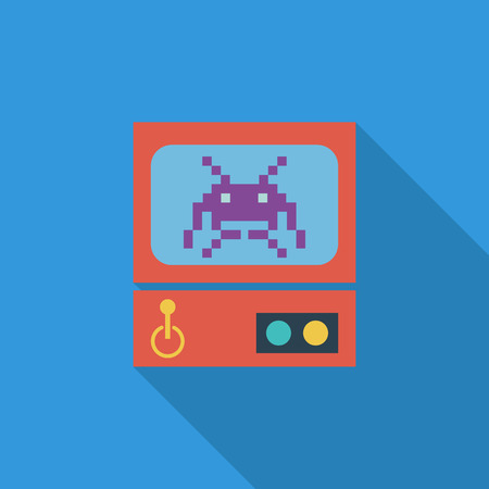 Retro Arcade Machine icon. Flat vector related icon with long shadow for web and mobile applications. It can be used as - logo, pictogram, icon, infographic element. Vector Illustration.のイラスト素材