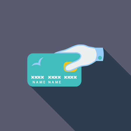 Credit card icon. Flat vector related icon with long shadow for web and mobile applications. It can be used as   pictogram, icon, infographic element. Vector Illustration.のイラスト素材