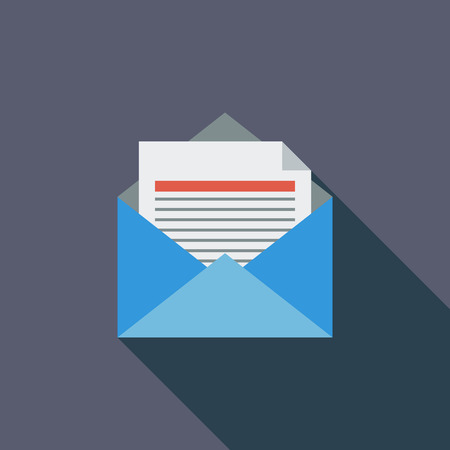 Envelope icon. Flat vector related icon with long shadow for web and mobile applications. It can be used as pictogram, icon, infographic element. Vector Illustration.のイラスト素材