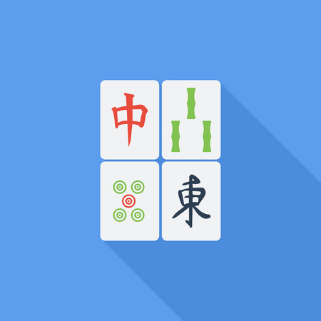 Mahjong icon. Flat vector related icon with long shadow for web and mobile applications. It can be used as  pictogram, icon, infographic element. Vector Illustration.のイラスト素材