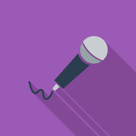 Microphone icon. Flat vector related icon with long shadow for web and mobile applications. It can be used as  pictogram, icon, infographic element. Vector Illustration.のイラスト素材